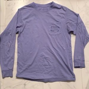 Purple long sleeve southern marsh pocket T-shirt